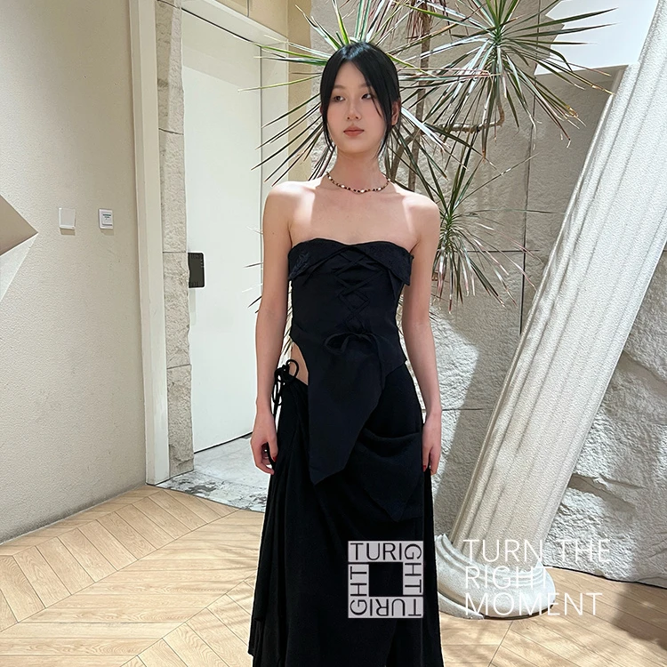 TURIGHT买手店24AW现货ELYWOOD设计师品牌时尚 分割蕾丝翻折抹胸