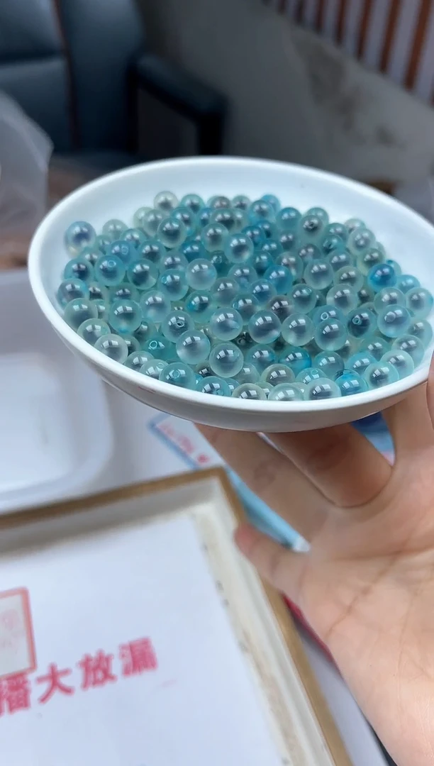 玛瑙/玉髓散珠未镶嵌B911蓝绿糖心玛瑙8mm10颗9.9元