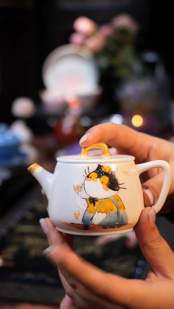 陶一丁志野烧手绘汉瓦壶