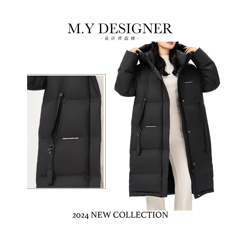 M.Y 媛总 休闲长款羽绒服连帽韩版宽松外套V416809707