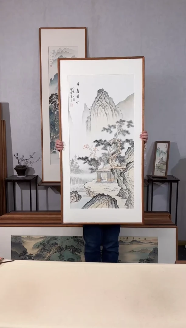 国画手绘*草庐雅士*62*122cm带框发货