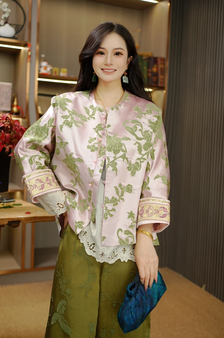 【伯虎说23】牵牛花—高端丝新中式  高质感 高端 档次上衣外套