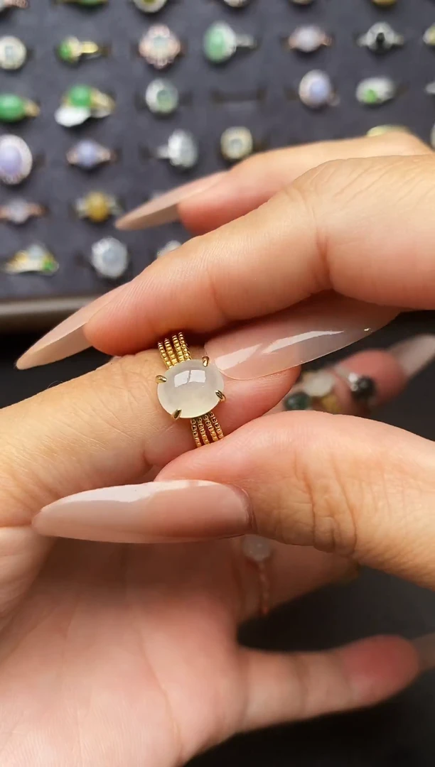 银S925镶嵌戒指翡翠天然翡翠A货333   1-