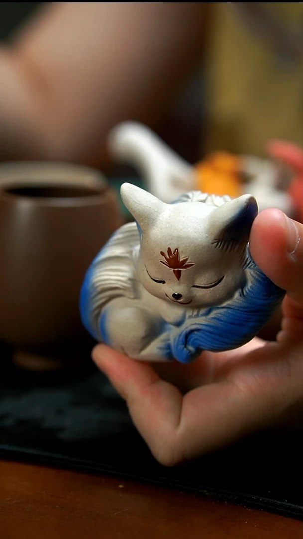 茶壶紫砂瞌睡狐狸茶宠
