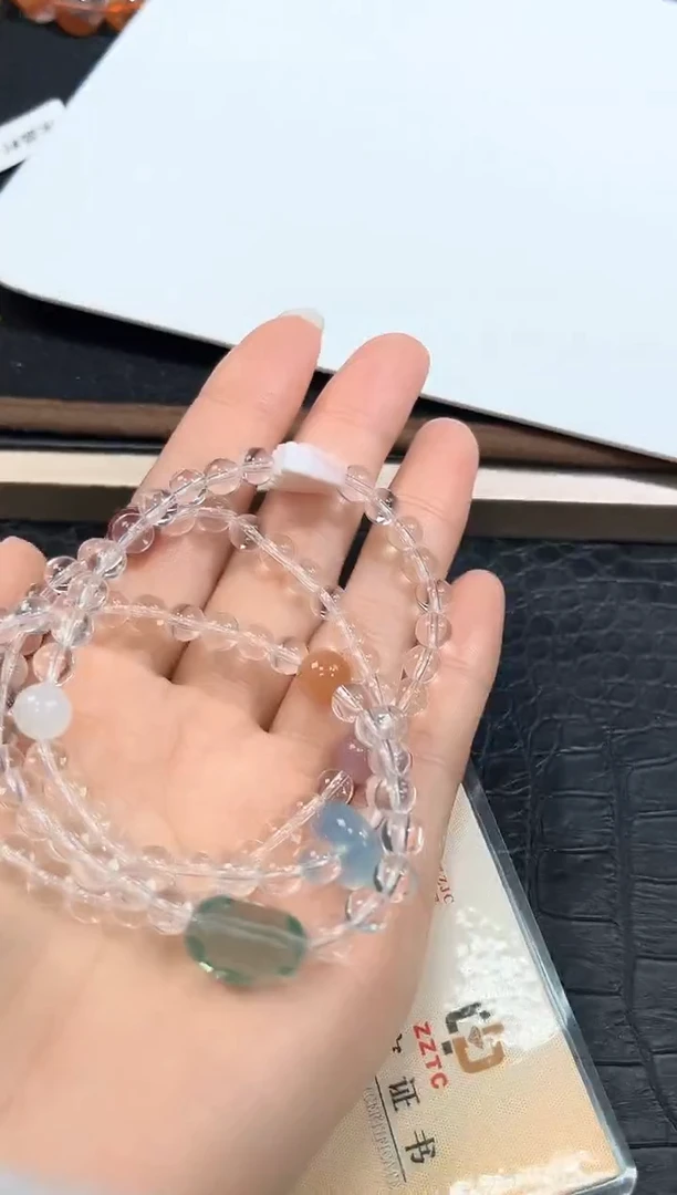 未镶嵌手链水晶26号白水晶多宝夏日泡泡堂多圈6+mm