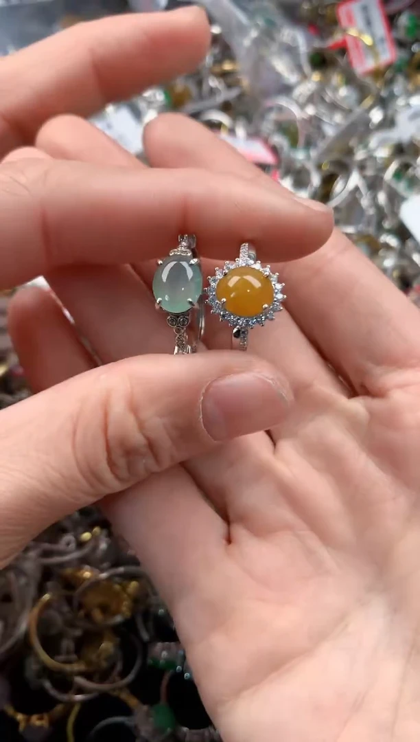 银S925镶嵌戒指翡翠555  2