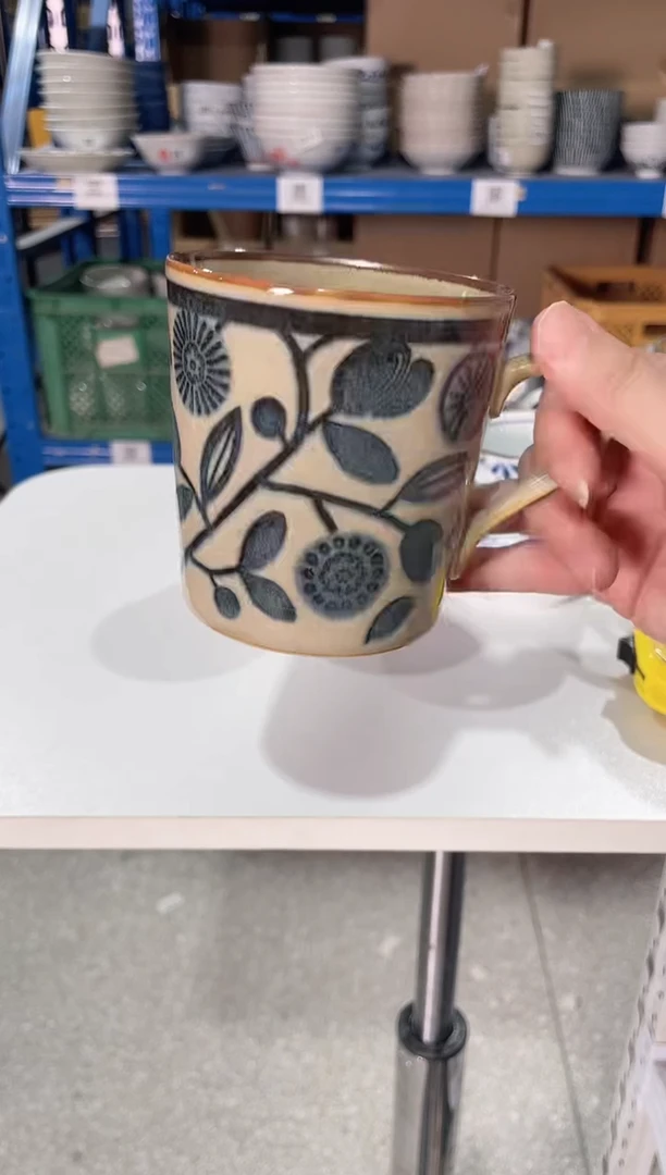 陶瓷复古花橄榄马克杯