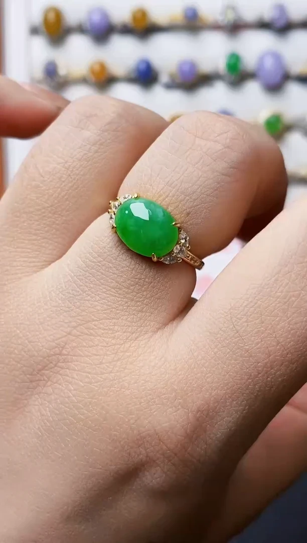 银S925镶嵌戒指翡翠0033