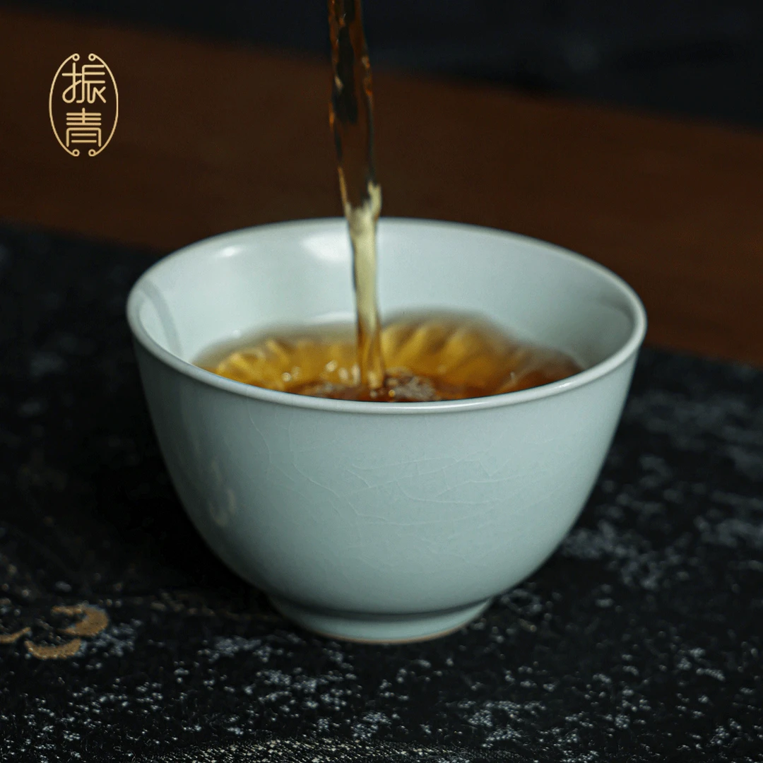 汝窑敞口杯130ml品茗杯功夫茶茶杯景德镇陶瓷普洱杯原矿天青釉