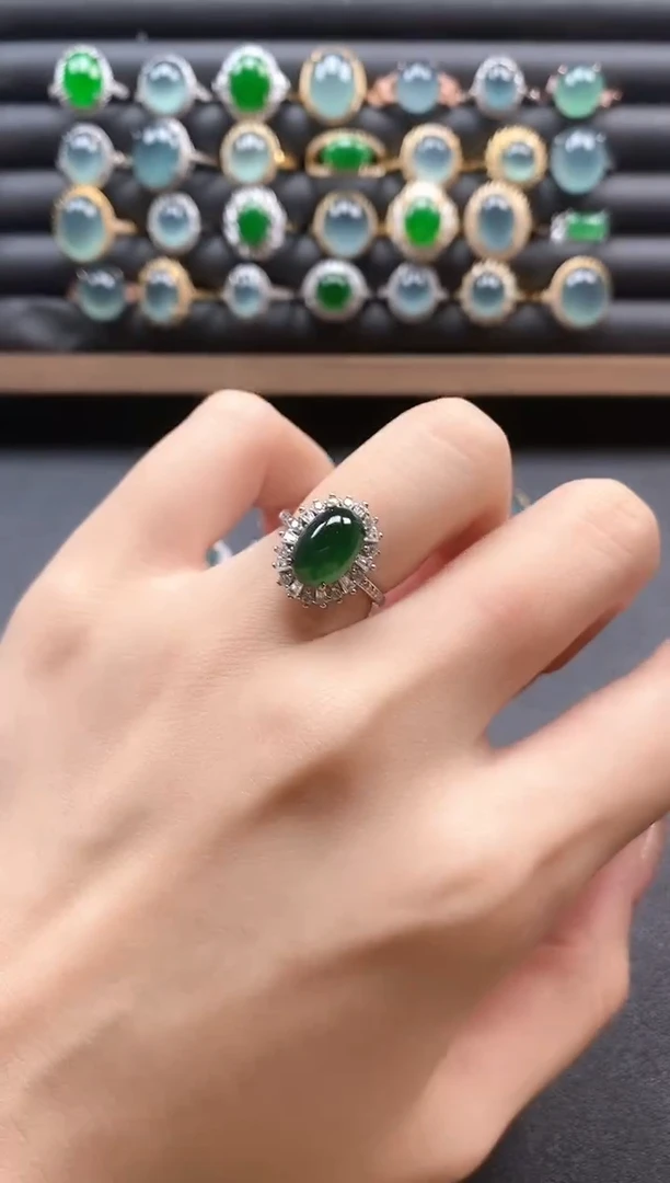 银S925镶嵌戒指翡翠51151