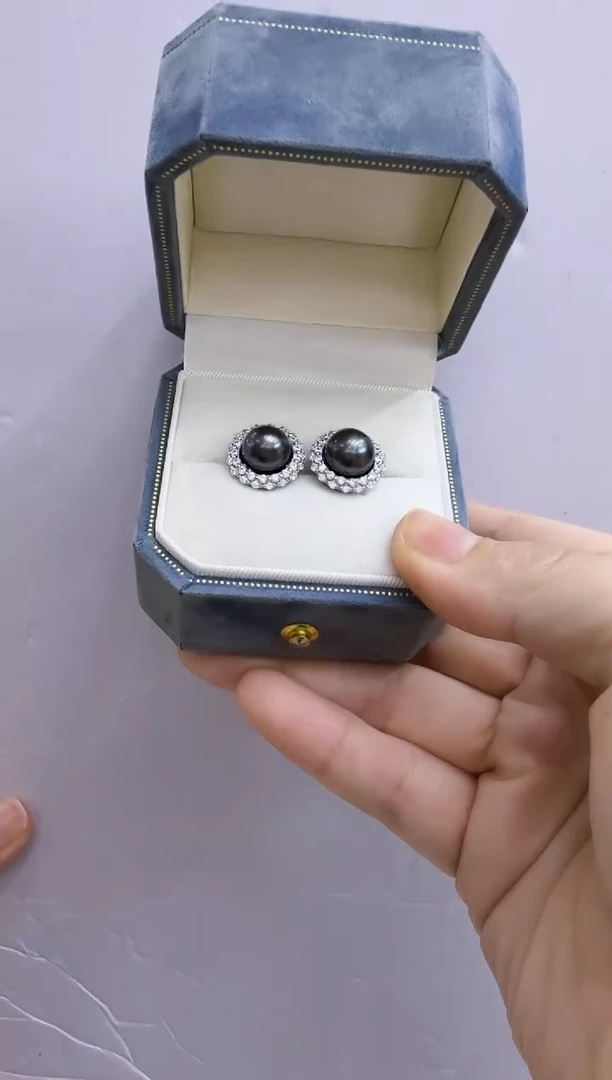 未镶嵌海水珍珠耳饰【格格】大溪地黑珍珠耳钉