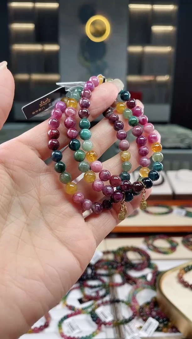 未镶嵌老矿碧玺单圈手串6mm+碧玺（多样性发一条）T