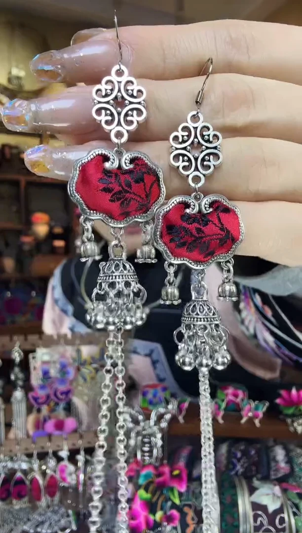 刺绣非遗刺绣民族风耳环