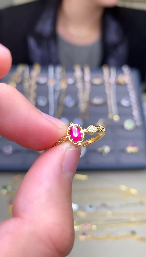 银S925镶嵌戒指红宝石戒指