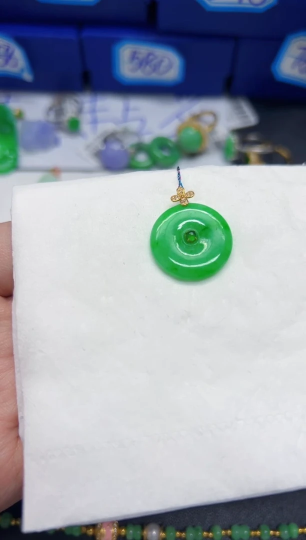 【闪购商品】翡翠颈饰18K金镶嵌Y缅料A货/支持复检/一件