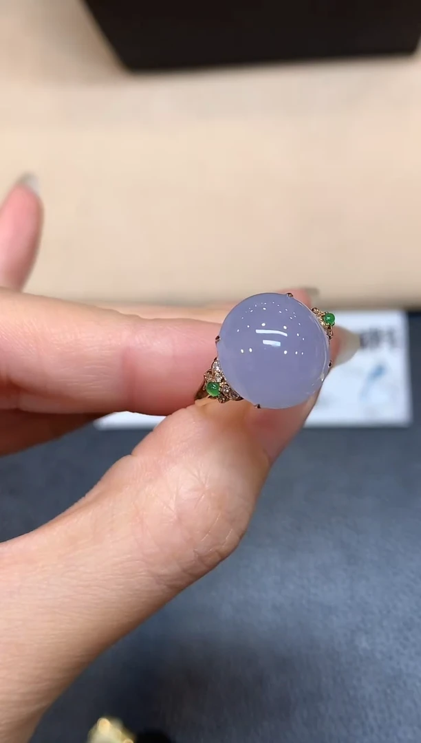 18K金镶嵌戒指翡翠1【无服务费蛋面【无服务费