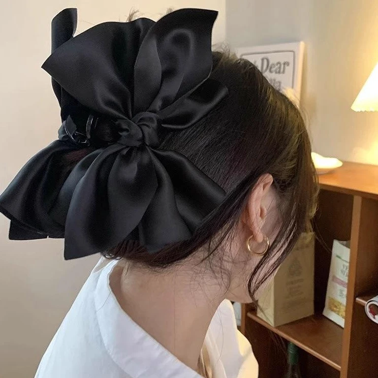 高级感双面大号蝴蝶结抓夹赫本风气质后脑勺盘发鲨鱼夹发夹头饰女
