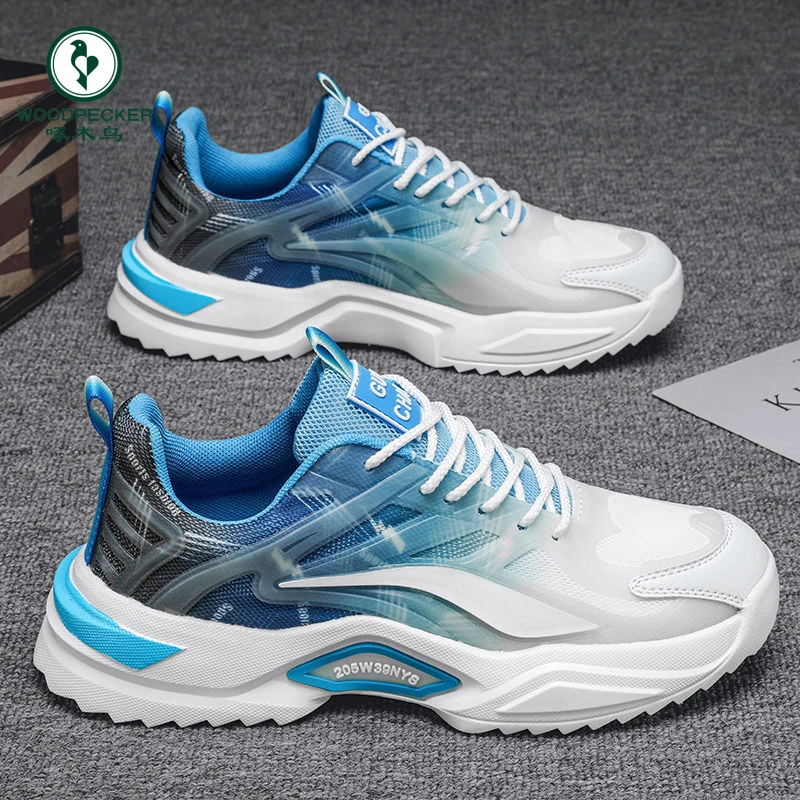 【正品】啄木鸟男鞋2025新款学生运动休闲青少年网面老爹百搭男潮鞋