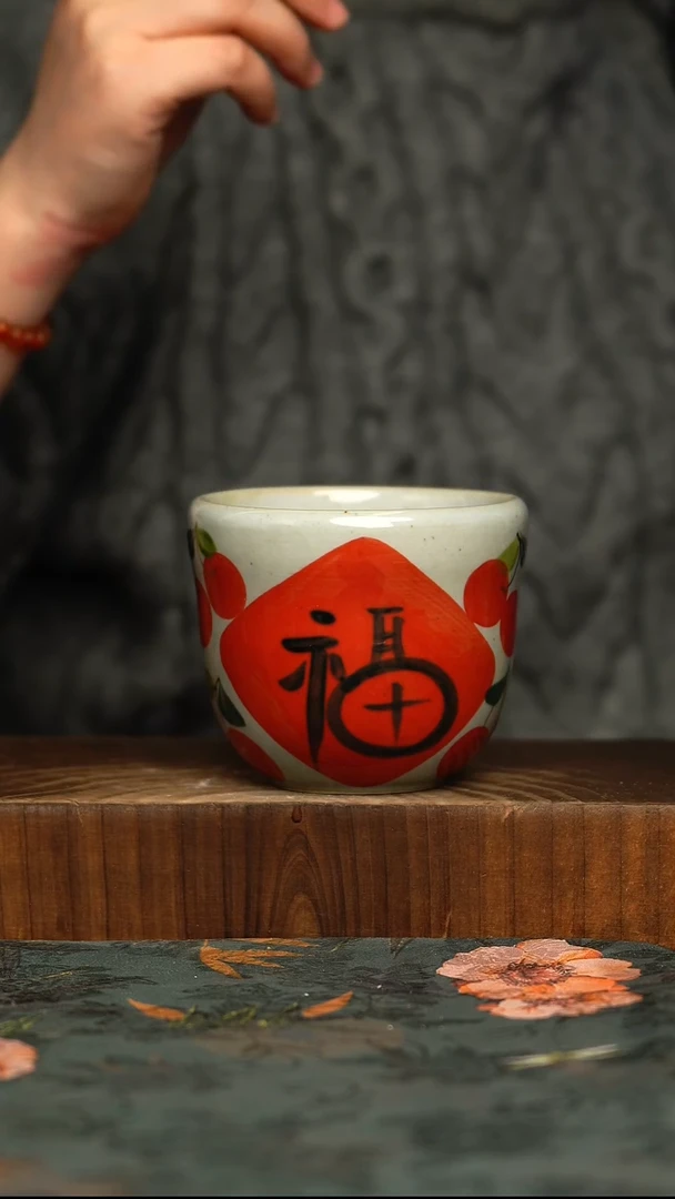 杯釉下彩手工手绘同款陶器