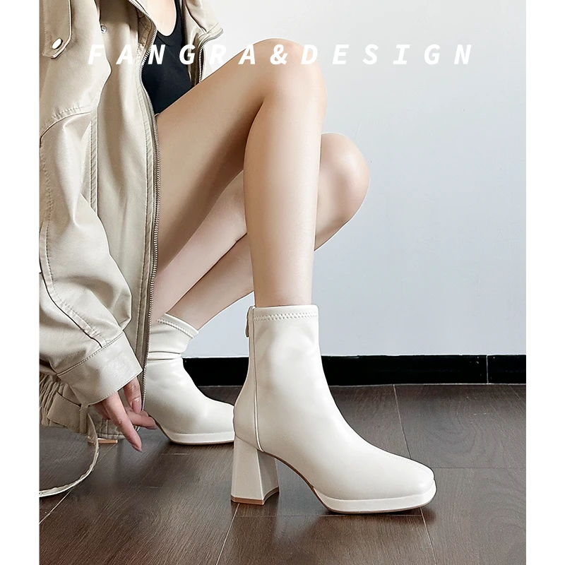 法式温柔风防水台高跟短靴2025今年流行靴子小个子阔腿裤必备鞋