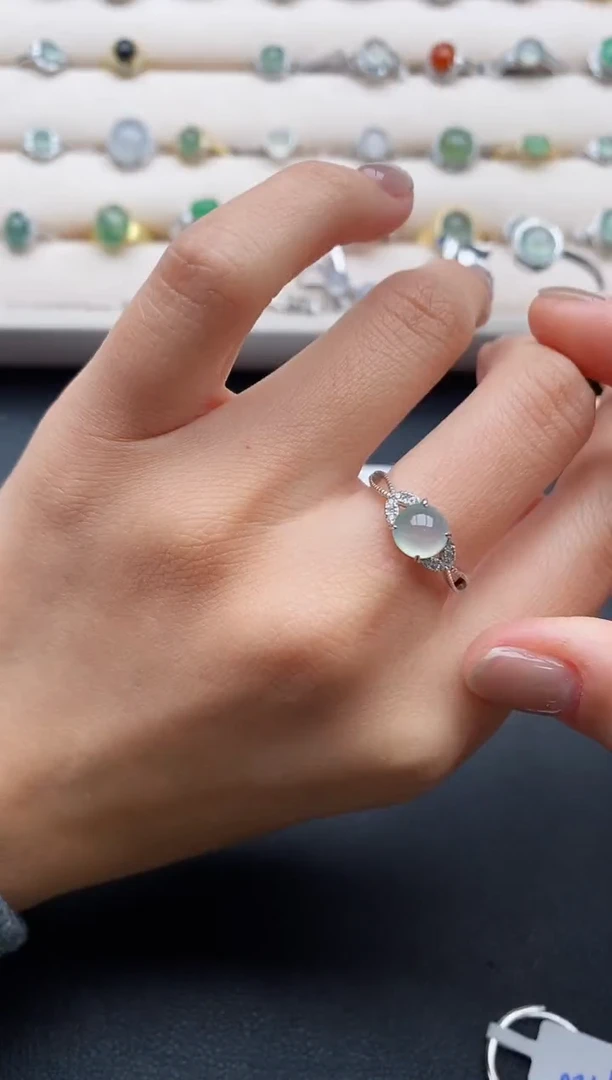 银S925镶嵌戒指翡翠555555+2