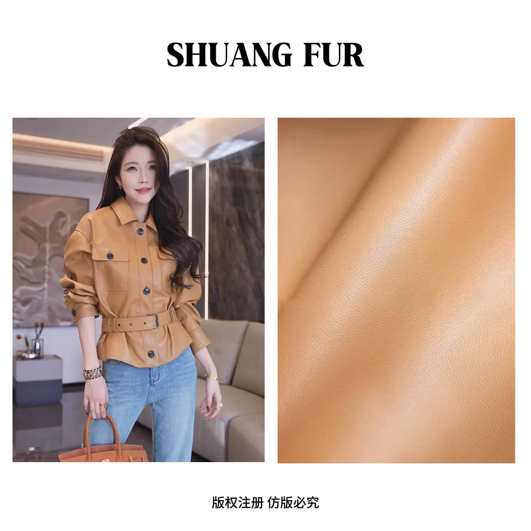 【杨树林】2025新款小羊皮收腰真羊皮皮衣外套-2519