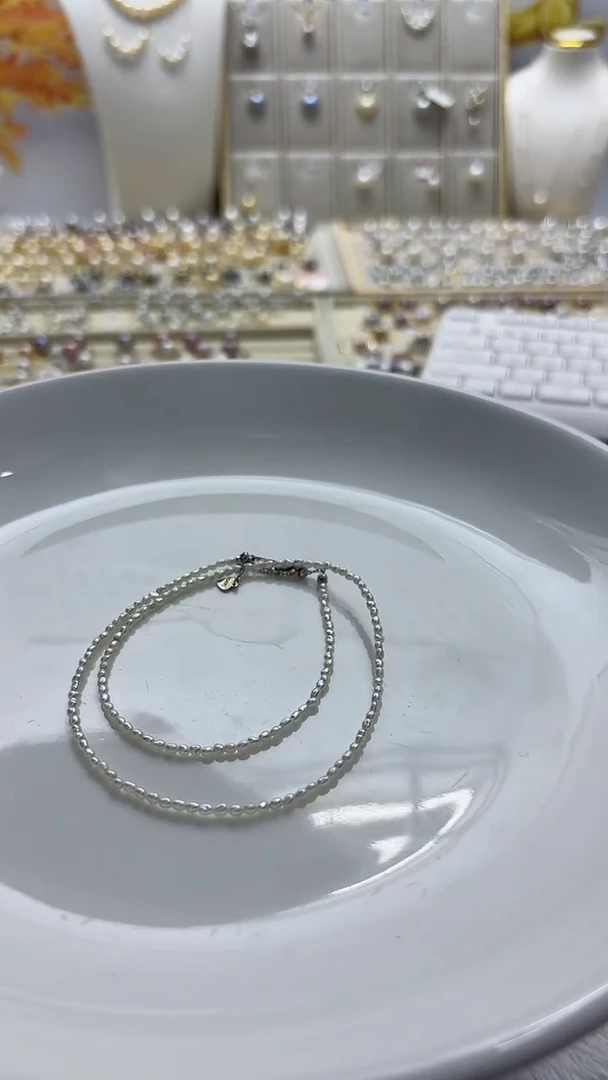【闪购商品】淡水珍珠项链银S925镶嵌1-2mm