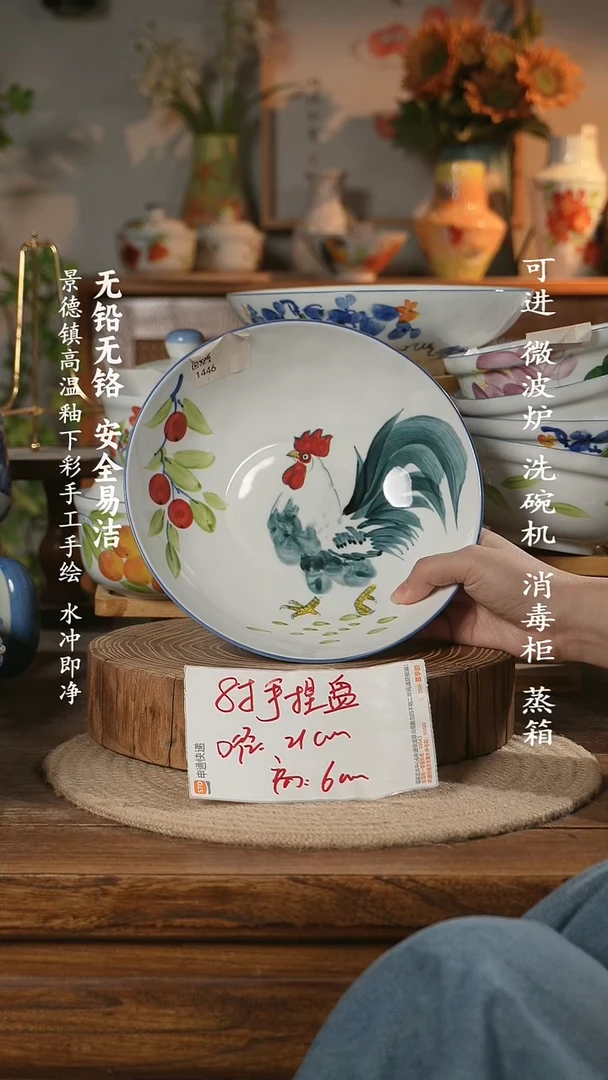 瓷景德镇高温瓷釉下彩手绘陶瓷