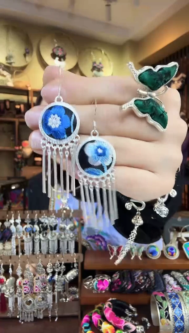 刺绣非遗刺绣民族风耳环