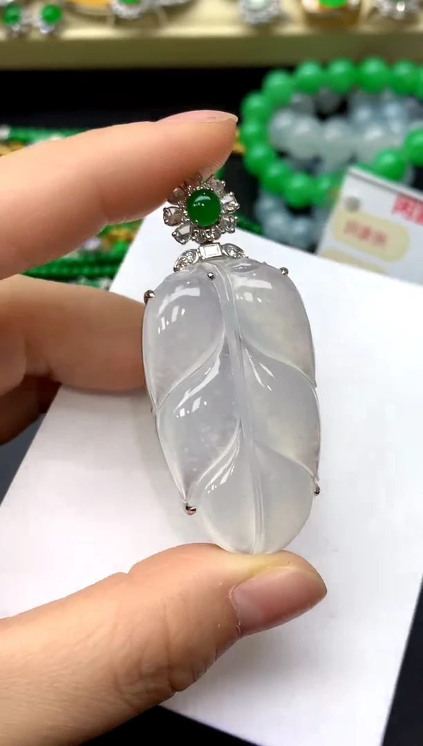 颈饰18K金镶嵌翡翠455-中国好珍宝