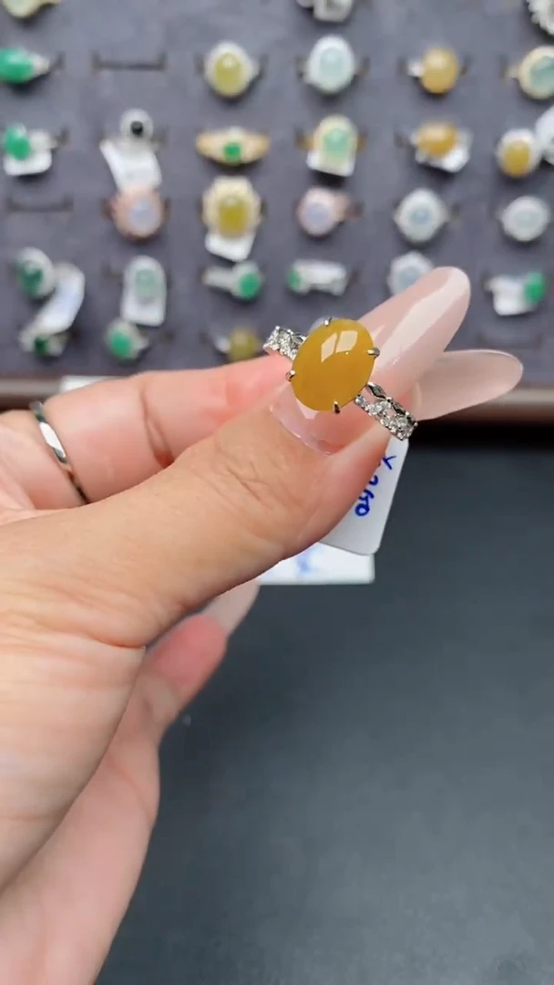 银S925镶嵌戒指翡翠天然A货翡翠11  1-