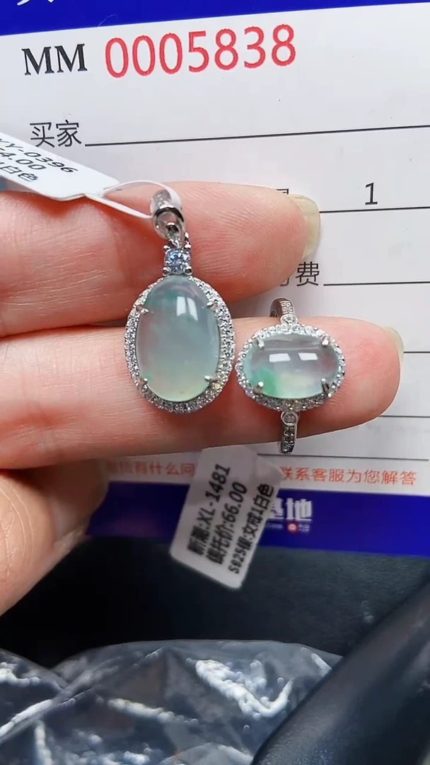 颈饰银S925镶嵌翡翠5838