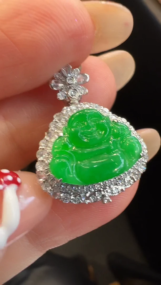 吊坠(不含链)18K金镶嵌翡翠吊坠