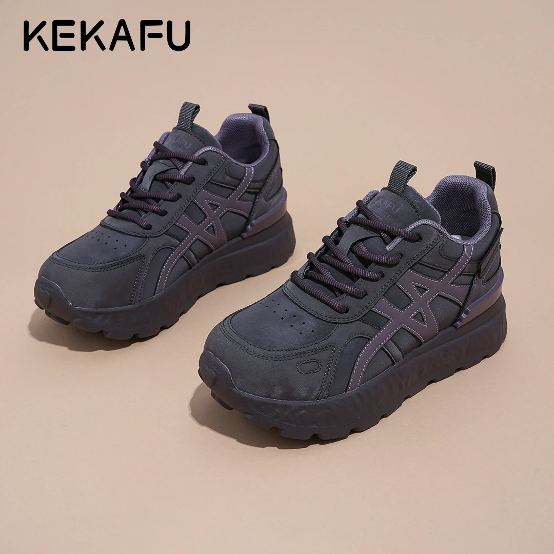 KEKAFU/珂卡芙7公分休闲四季款透气增高时尚阿甘鞋软底皮面舒适女