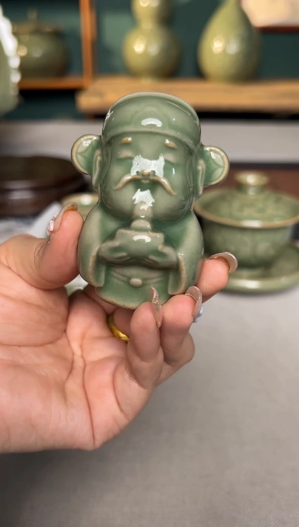 其他耀州窑青釉小财神