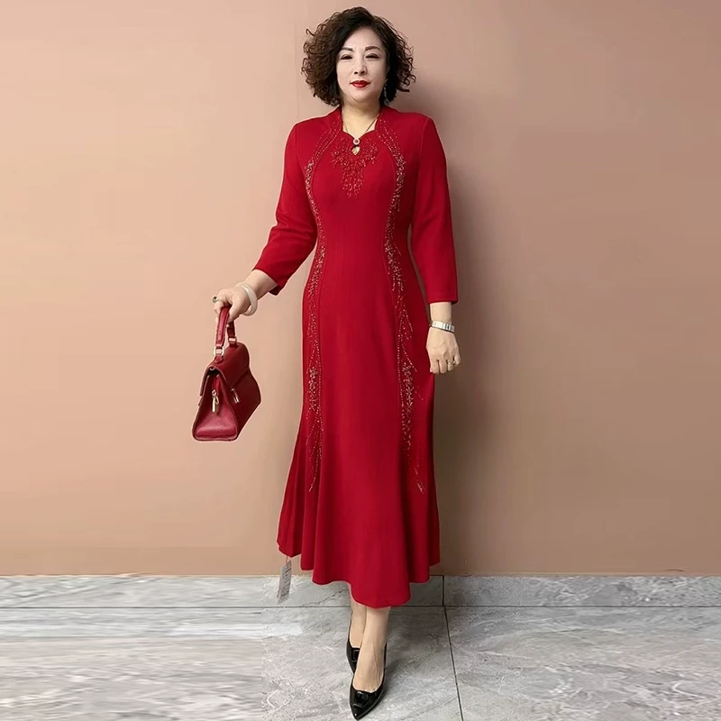 喜妈妈旗袍2025春季新款高档喜婆婆丈母娘礼服高端气质喜服婚宴装