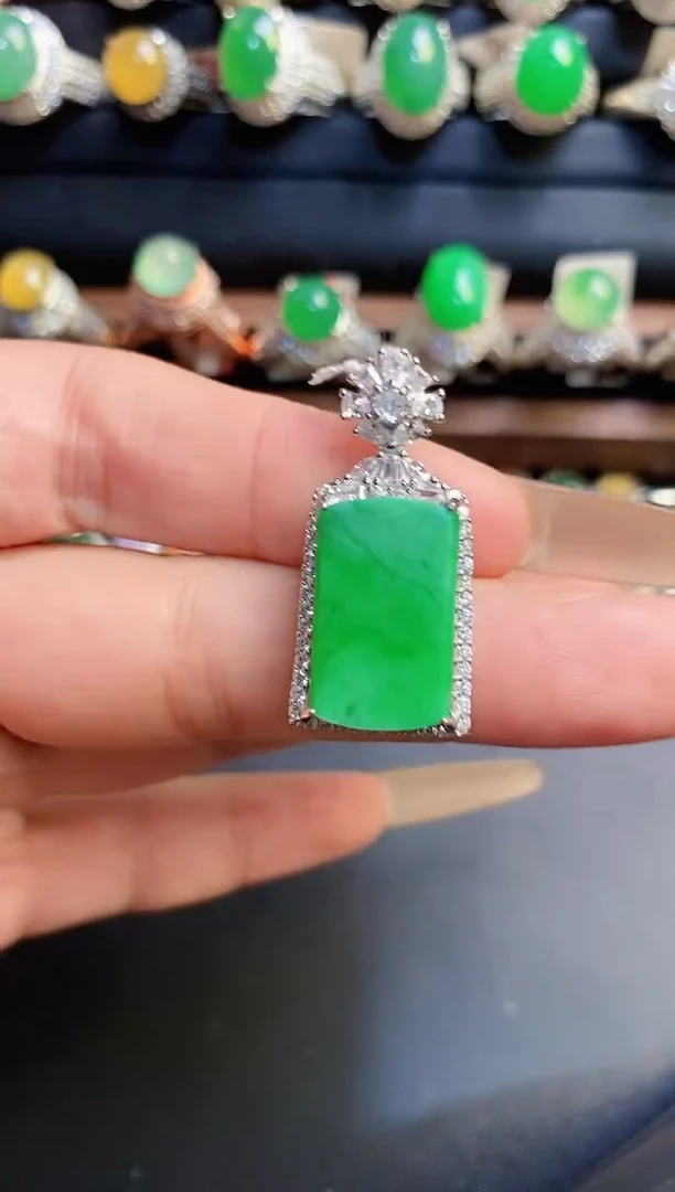 银S925镶嵌戒指翡翠天然