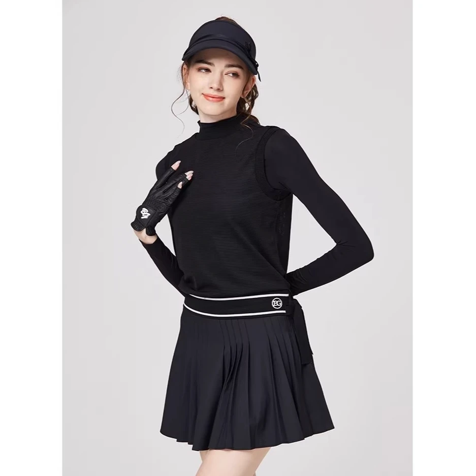 BG高尔夫服装女士长袖防晒假俩件冰丝球服防走光高腰裙子春夏新款