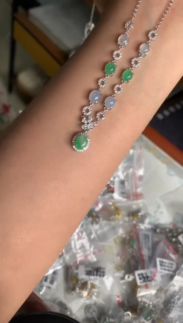 银S925镶嵌戒指翡翠项链