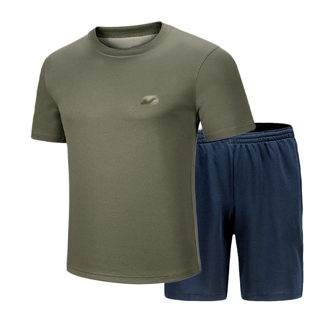 圆领衫 短袖灰绿色速干T恤男袖单上衣户外短袖夏季工作服男士男款