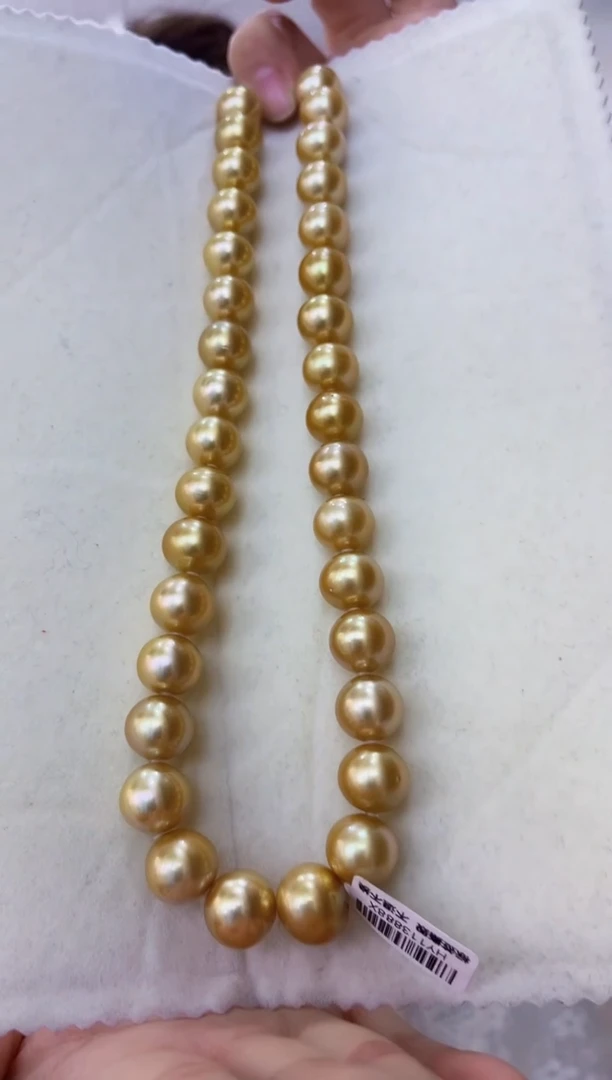 【闪购商品】海水珍珠颈饰银S925镶嵌金珠12-14mm