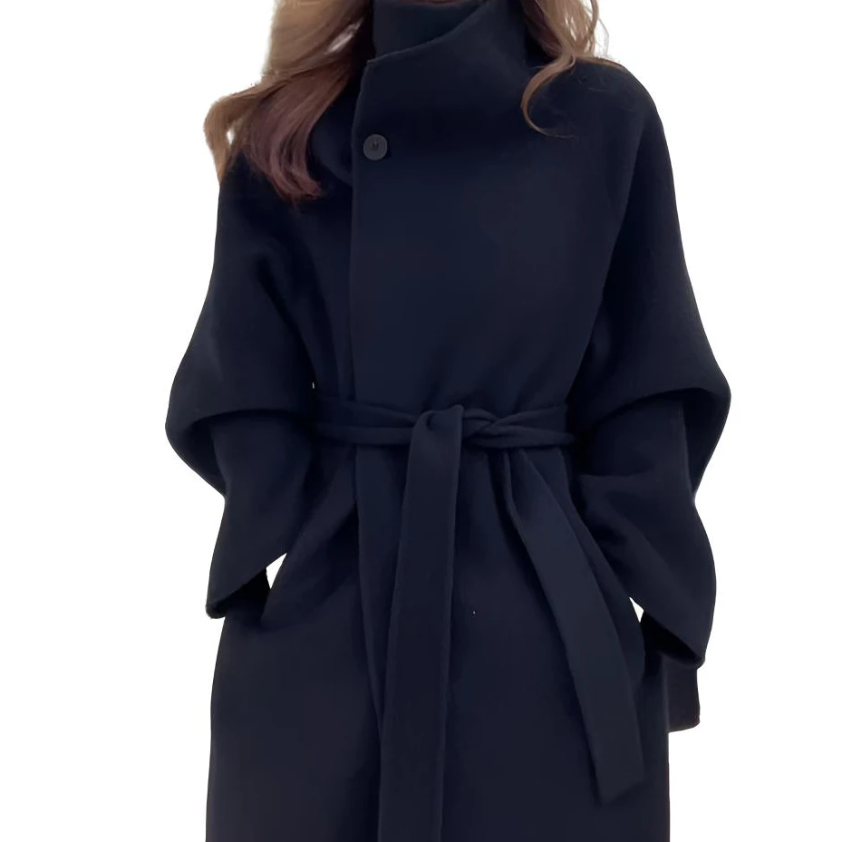 【楠大福利】高级感赫本风气质显瘦遮肉保暖氛围冬双面绒大衣66052