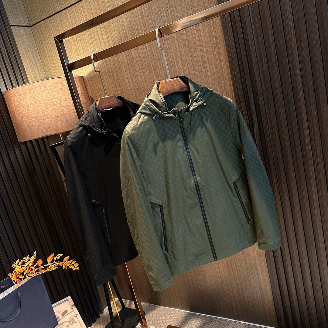 法奢棋盘格！2025秋装新款男士简约百搭格子外套防风户外休闲外套