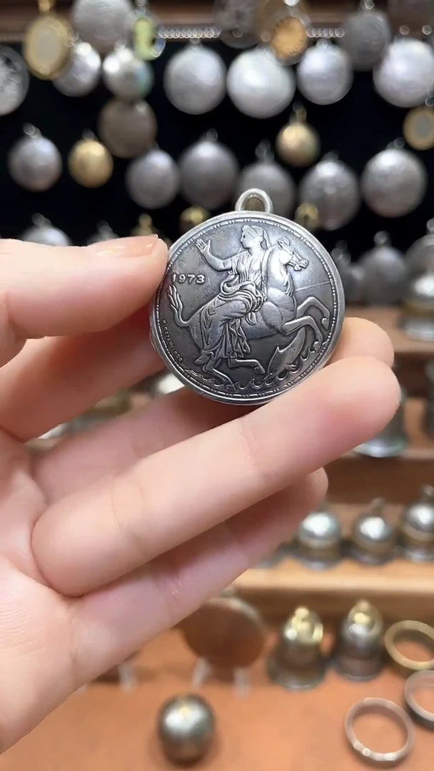 玻璃800银希腊月亮女神白铜照片记忆盒子