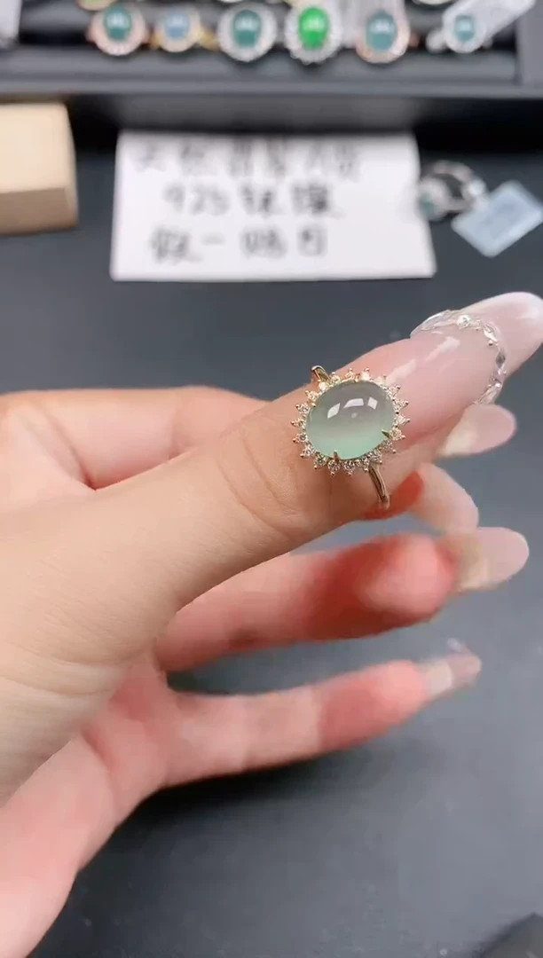 银S925镶嵌戒指翡翠111