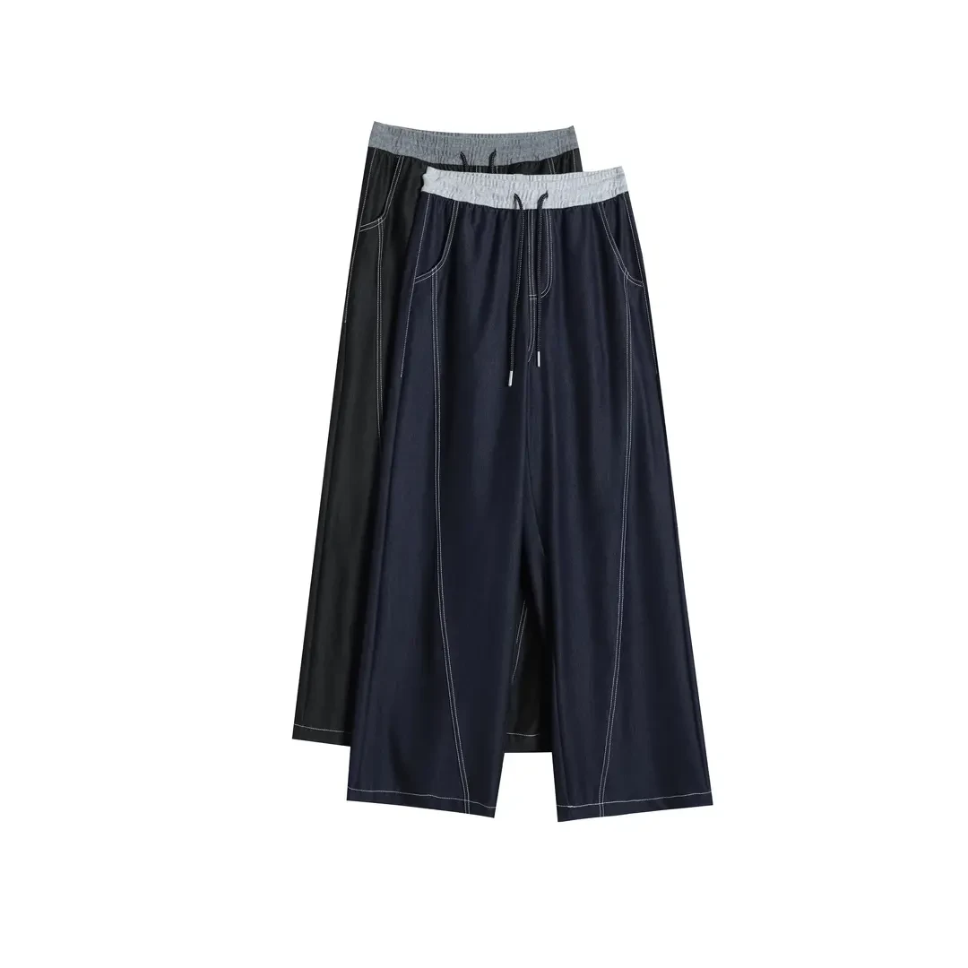 早秋新款窄版休闲高腰宽松显瘦香蕉阔腿裤直筒牛仔5503