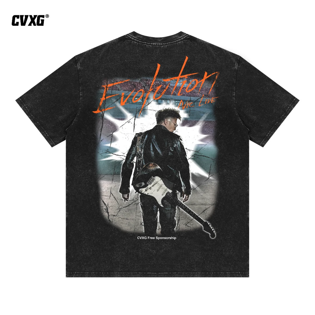 2025进化谢霆锋演唱会同款1美式重磅纯棉双面T恤上衣男女新款直喷