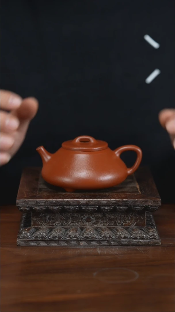 茶壶紫砂心舟石瓢 朱泥 140cc