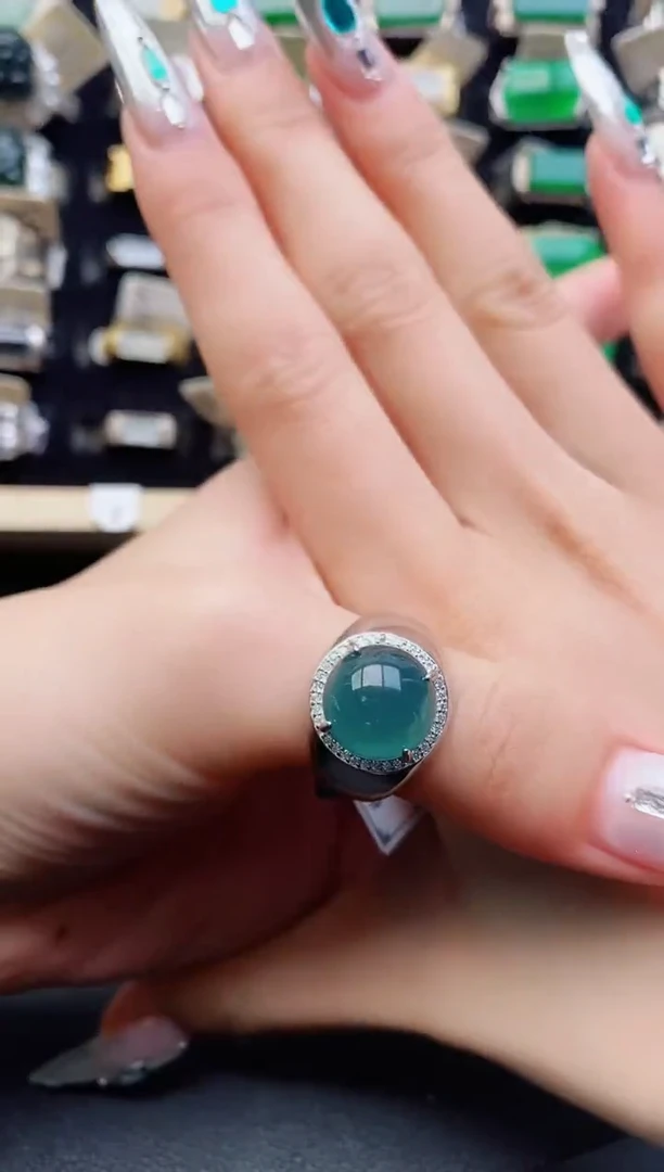 翡翠戒指银S925镶嵌1212121