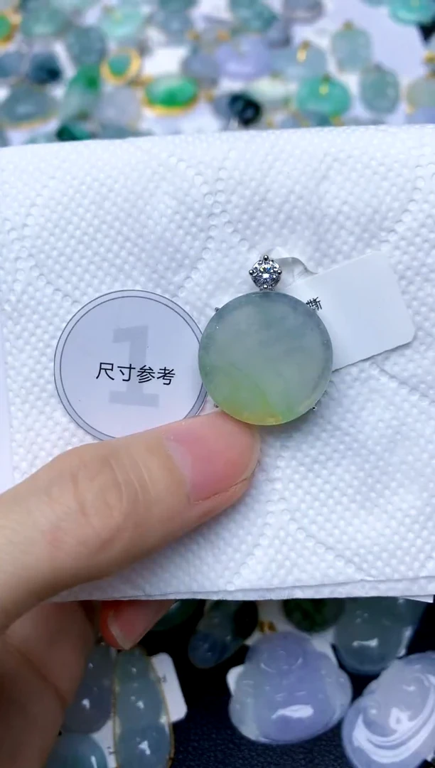 颈饰银S925镶嵌翡翠天然A货翡翠